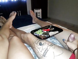 Lunah Blanc Masturbated My Big Dick Before Swallowing