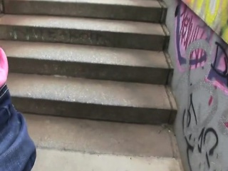 Busty Blone Blowjob Outdoor In Public Passage Pov