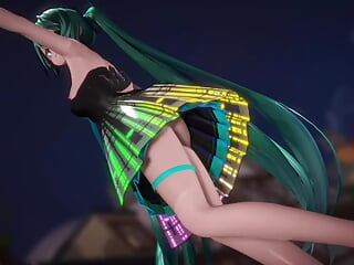Cute Miku Dancing In Black Dress + Gradual Undressing (3d Hentai)