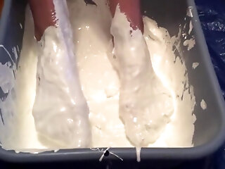 Size 7 Feet Totally Covered In Sticky Marshmallow Fluff