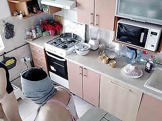 Hot Amateur Couple Having Fun In The Kitchen.