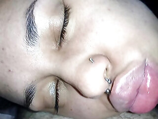 Smearing Her Big Lips With Lots Of