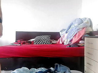 Amateur Wife Has Fun Trying On Clothes That She Cuts. Amateur Wife Dances Naked Around The House.
