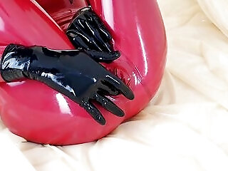Onlyfans Teaser - This Is My Red Latex Catsuit With Integrated Condoms!