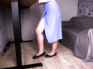 Milf Legs Fetish In Slit Skirt