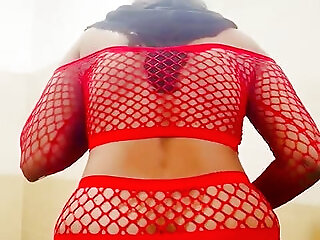 Srilankan Sexy Mommy In Red Uniform At Office Washroom