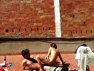 Amateur Couple Fucking On The Terrace, Outside Sex