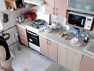 Hot Amateur Couple Having Fun In The Kitchen.