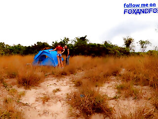 Camping Turned Into A Hot Creampie Outside Camping Tent And Inside Camping Tent