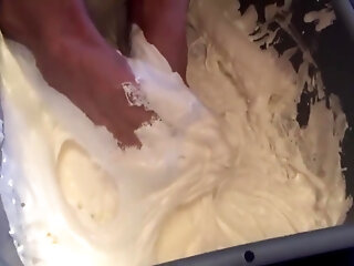Size 7 Feet Totally Covered In Sticky Marshmallow Fluff