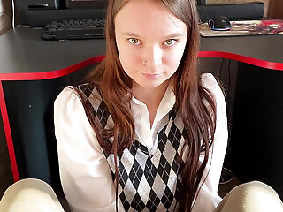 Stepdaughter Prevents Stepfather Play A Computer Game. But She Sucks Dick Well With A Swallow Part 1
