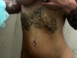 Big Boobed Blonde Masturbates With A Dildo In The Bathroom