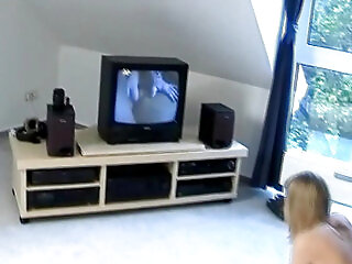Petite German Babe In Stockings Fucked And Stuffed With Dildo
