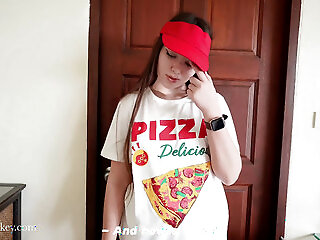 Fucked A Cute Delivery Girl For Being Late.