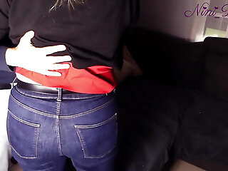 She Rides My Cock With Her Big Natural Ass On The Couch!