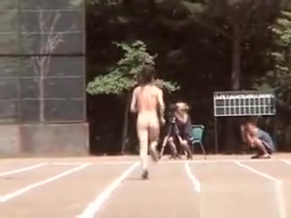 Naked Japanese Girl Doing Track Running