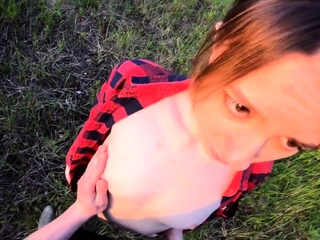 Perverted Teen Makes Me Cum On Her Titties In A Forest Pov P