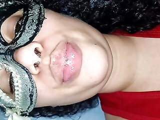 Fucking My Cock While Showing Her Greedy Little Mouth, Drooling Extremely