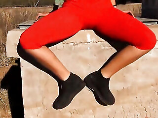 Hot Latina Yessy With Cute Naturals Cameltoe And Pussy Flashing Outdoors